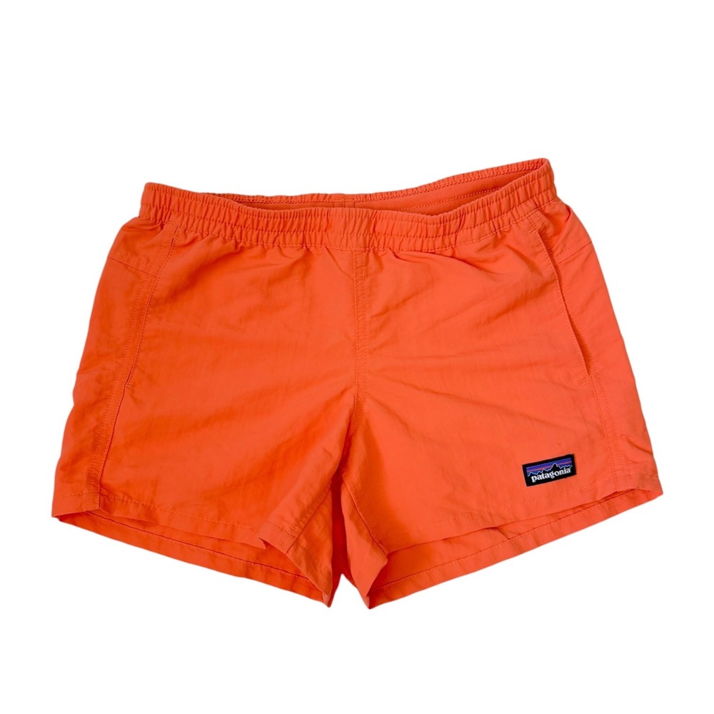 Patagonia Kids Baggies Shorts Orange Recycled Nylon Size L 12 NWOT